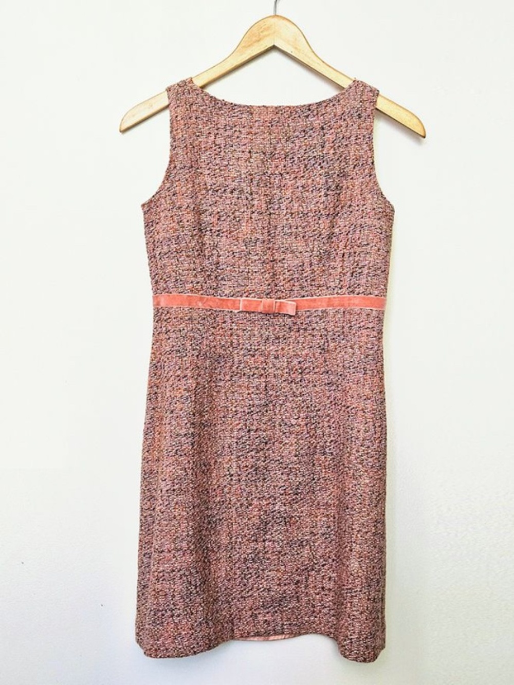 Gap Pink Tweed Bow Sheath Dress Preppy Classic Size 2